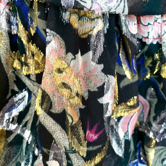 BA&SH Jami Metallic Floral Silk Tie-back T… - Picture 3 of 7